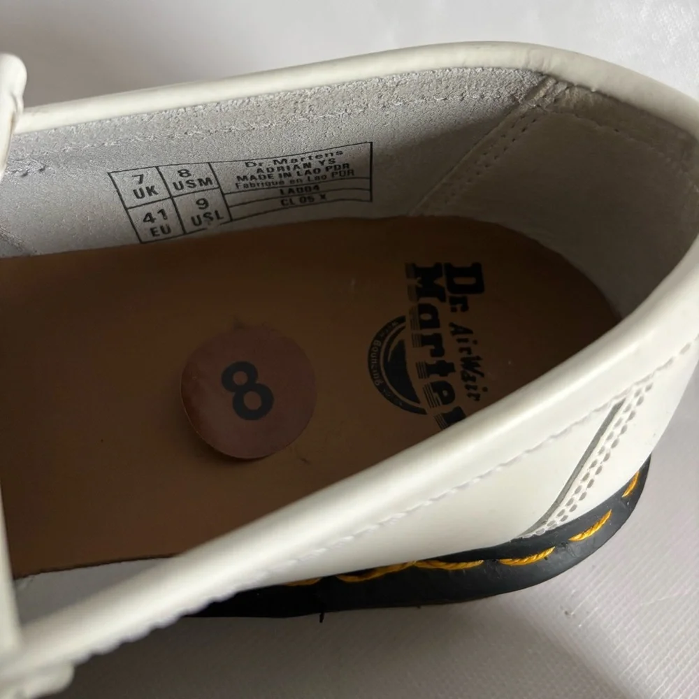 Dr. Martens Women Size 8 Adrian YS White Leather Tassel Loafers NWOT - Picture 4 of 12